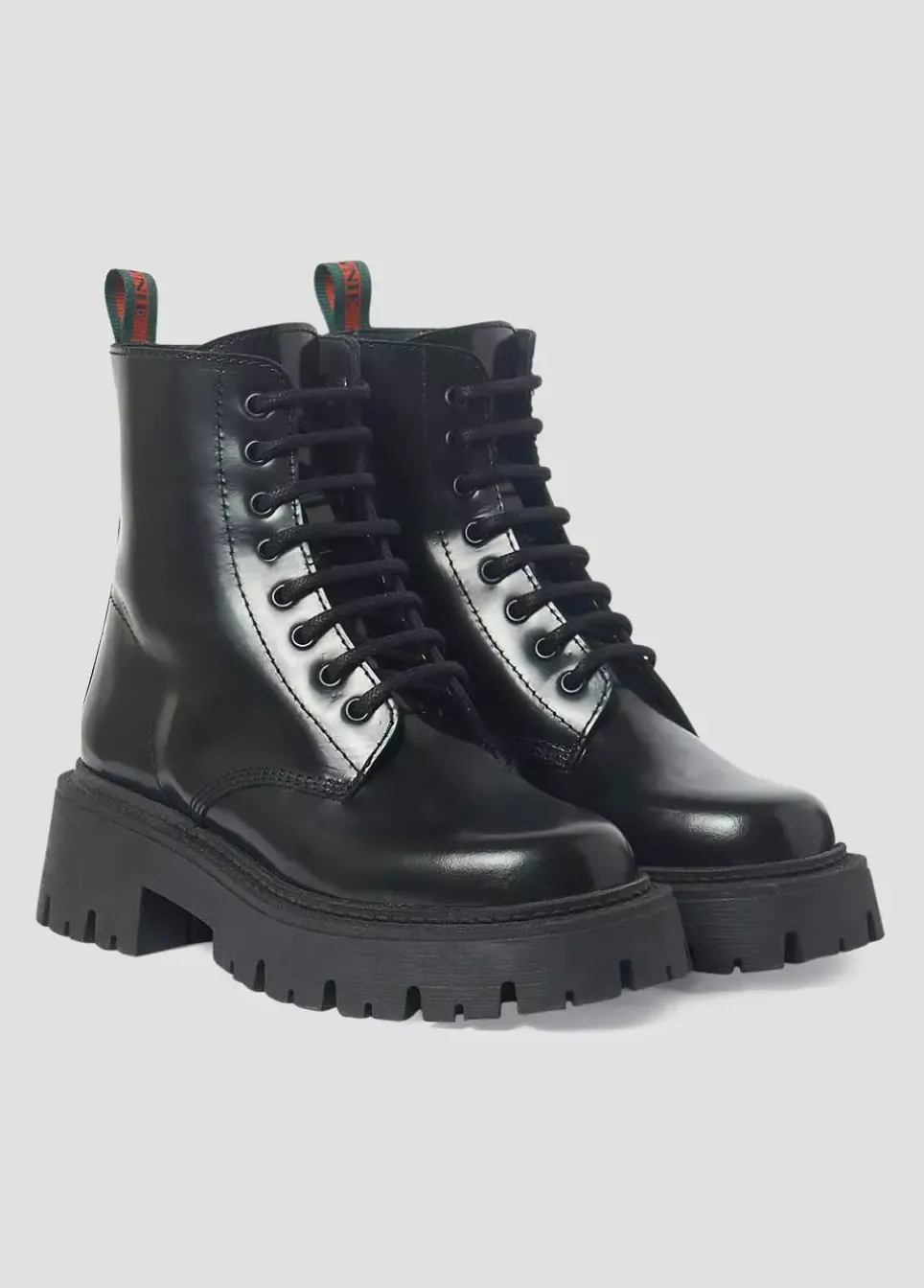 Bota Acordonada Piel