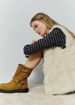 Bota Biker Hebilla Piel