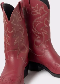 Bota Cowboy Pespuntes Contraste Piel