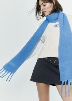 Bufanda Gruesa Estrecha Lisa Flecos