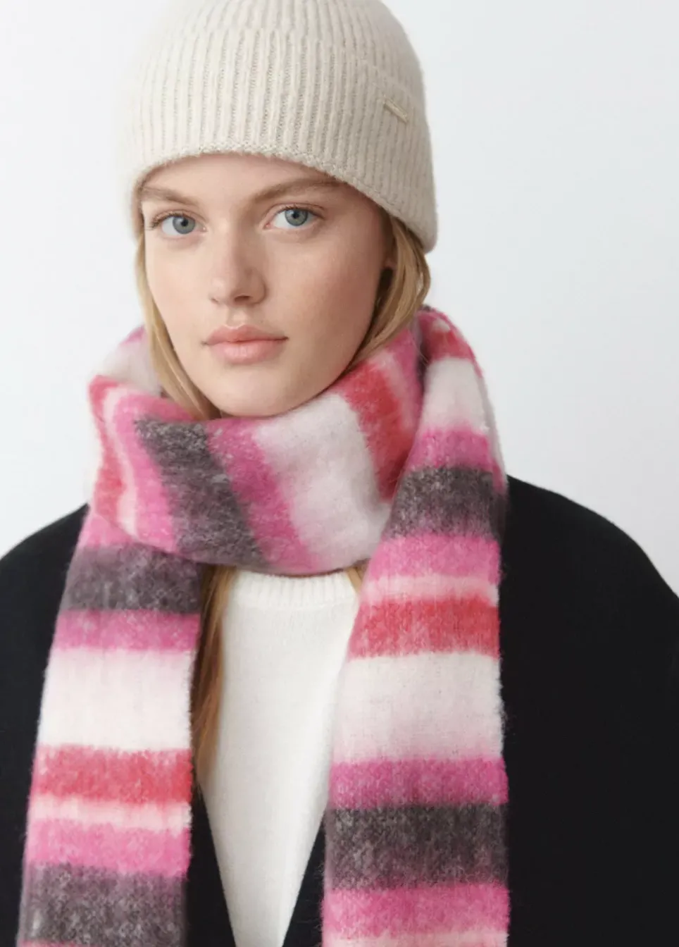 Bufanda Gruesa Estrecha Rayas Flecos