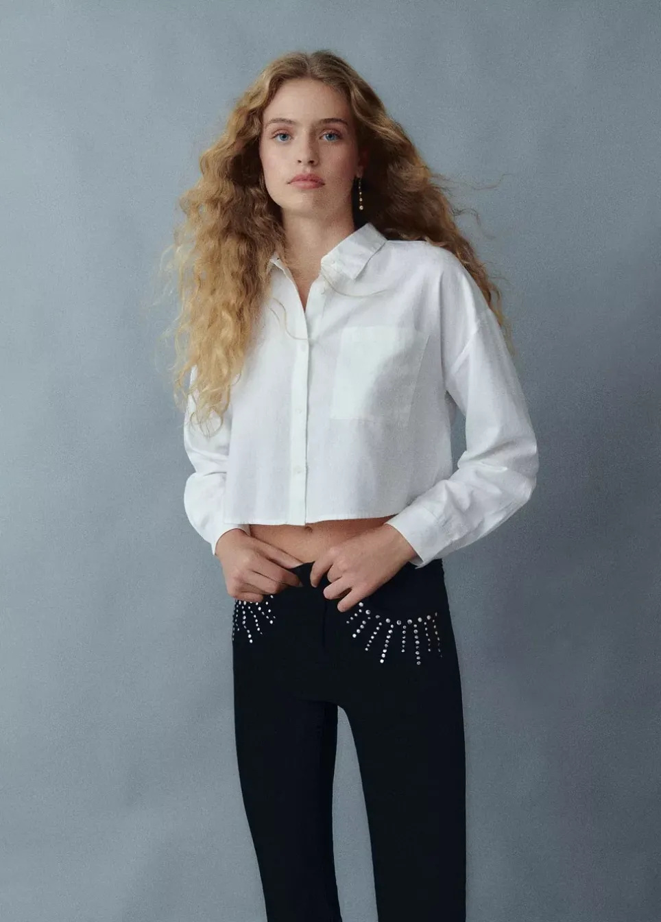 Camisa Cropped Lisa Bolsillo
