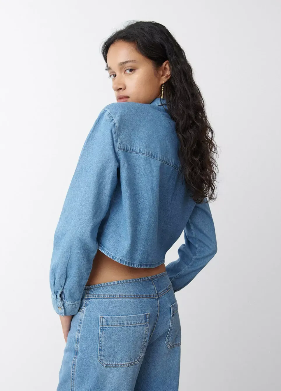 Camisa Denim Cropped