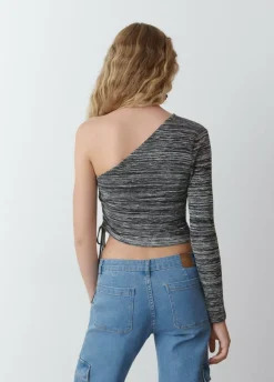 Camiseta Manga Larga Asimetrica Frunce