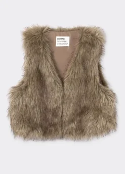 Chaleco Cropped Efecto Pelo