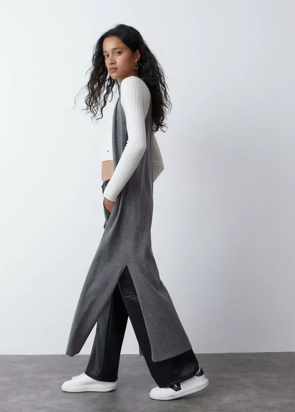 Chaleco Largo Punto Liso