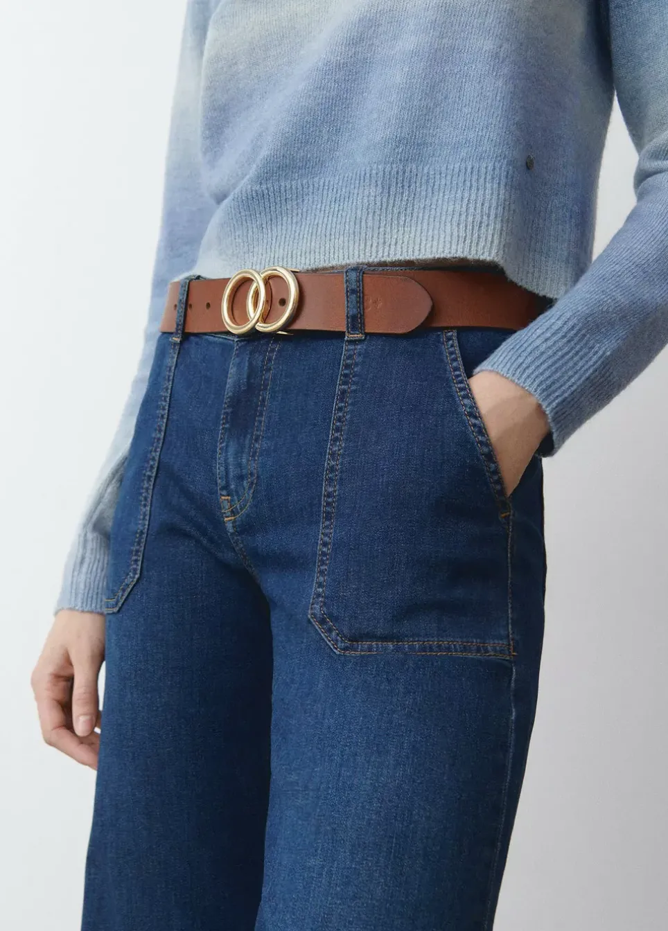 Cinturon Piel Hebilla Doble Piel