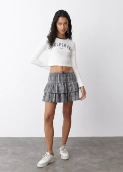 Falda Cuadros Con Lino