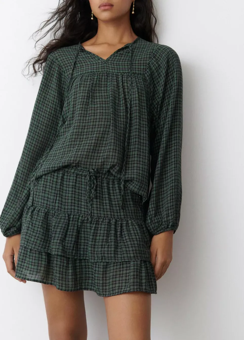 Falda Cuadros Volantes