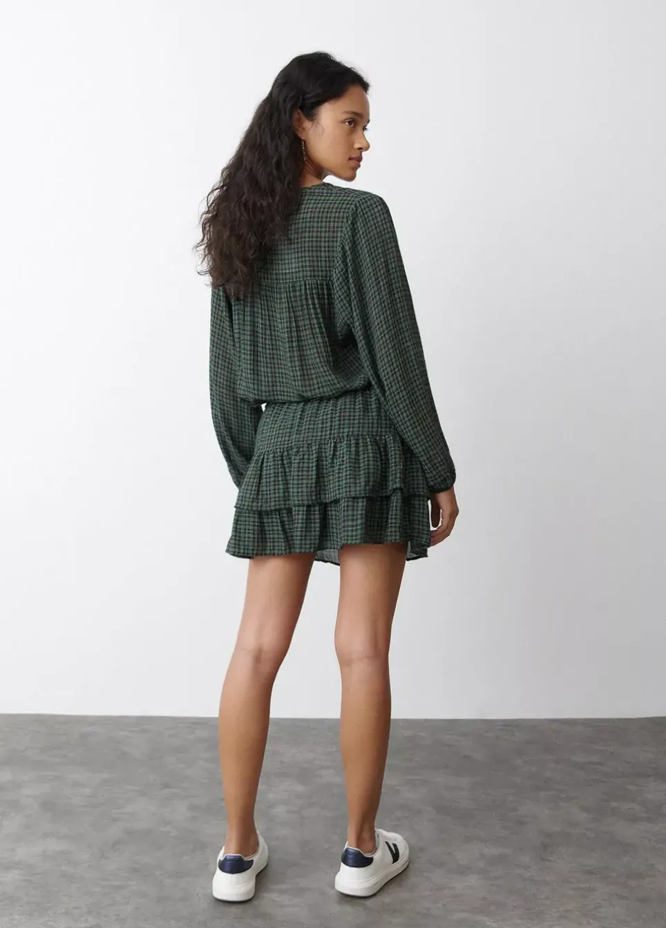 Falda Cuadros Volantes