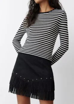 Falda Efecto Ante Flecos Y Tachas