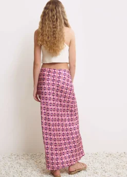 Falda Midi Estampada Satinada