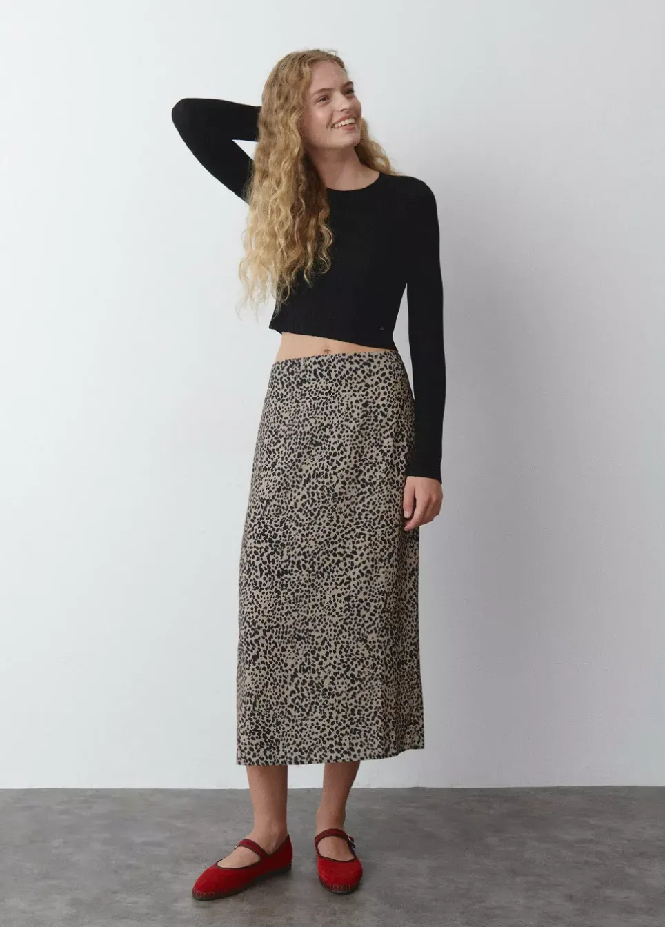 Falda Midi Mancha Animal