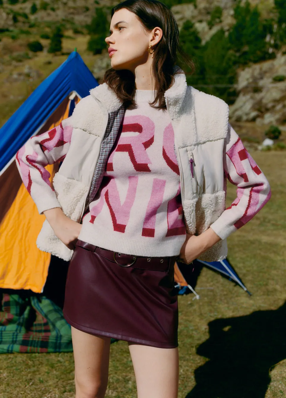 Falda Mini Efecto Piel Cinturon