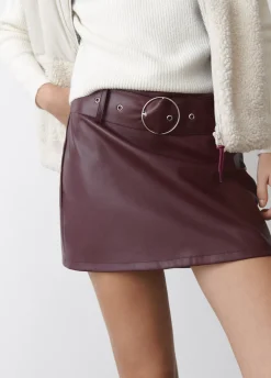 Falda Mini Efecto Piel Cinturon