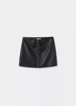 Falda Pu Cremallera Y Tachas