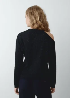 Jersey Cut Out Hilo Metalizado Negro