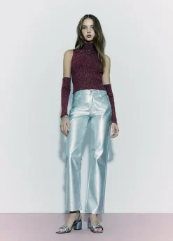 Pantalon Metalizado Efecto Piel