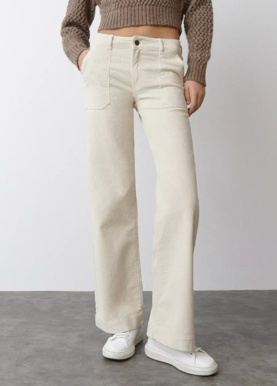 Pantalon Pana Culotte Bolsillo Frontal