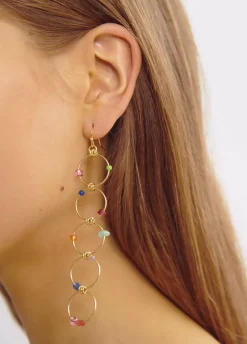 Pendientes Largo Cinco Aros Piedras