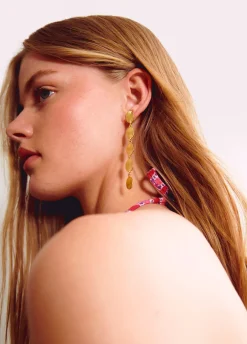 Pendientes Largos Cinco Chapas Ovaladas