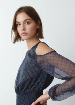 Vestido Hombros Cut Out Falda Smock